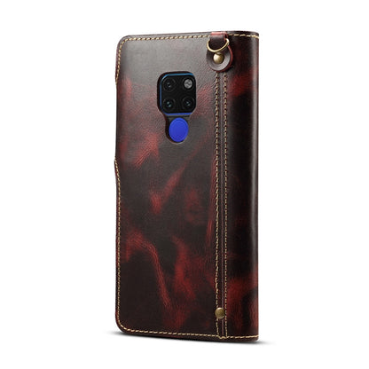 For Huawei Mate 20 Denior Oil Wax Cowhide Magnetic Button Horizontal Flip Leather Case with Card Slots & Wallet(Dark Red) - Huawei Cases by Denior | Online Shopping UK | buy2fix