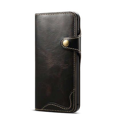 For Galaxy S10 Denior Oil Wax Cowhide Magnetic Button Horizontal Flip Leather Case with Card Slots & Wallet(Black) - Galaxy Phone Cases by Denior | Online Shopping UK | buy2fix