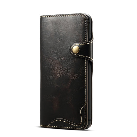 For Galaxy S10 Denior Oil Wax Cowhide Magnetic Button Horizontal Flip Leather Case with Card Slots & Wallet(Black) - Galaxy Phone Cases by Denior | Online Shopping UK | buy2fix