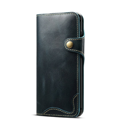 For Galaxy S10 Denior Oil Wax Cowhide Magnetic Button Horizontal Flip Leather Case with Card Slots & Wallet(Dark Blue) - Galaxy Phone Cases by Denior | Online Shopping UK | buy2fix