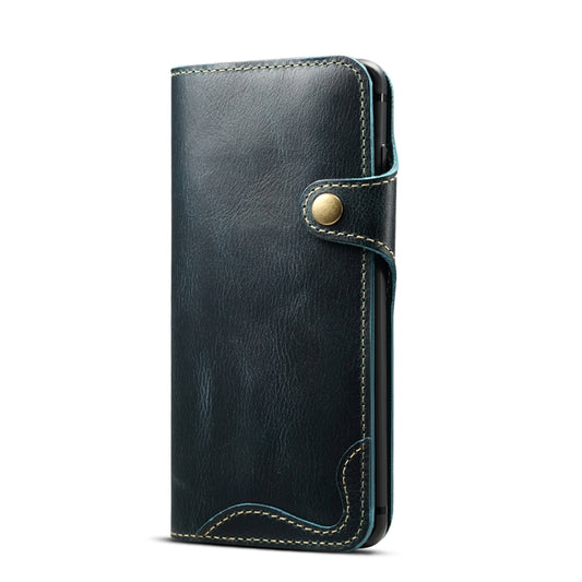 For Galaxy S10 Denior Oil Wax Cowhide Magnetic Button Horizontal Flip Leather Case with Card Slots & Wallet(Dark Blue) - Galaxy Phone Cases by Denior | Online Shopping UK | buy2fix