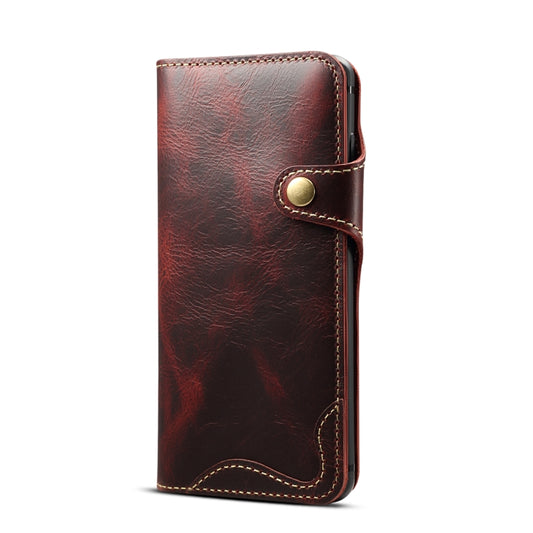 For Galaxy S10 Denior Oil Wax Cowhide Magnetic Button Horizontal Flip Leather Case with Card Slots & Wallet(Dark Red) - Galaxy Phone Cases by Denior | Online Shopping UK | buy2fix