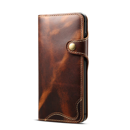 For Galaxy S10e Denior Oil Wax Cowhide Magnetic Button Horizontal Flip Leather Case with Card Slots & Wallet(Brown) - Galaxy Phone Cases by Denior | Online Shopping UK | buy2fix