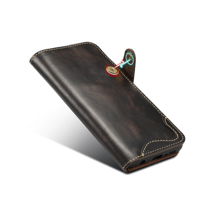 For Galaxy S10 Plus Denior Oil Wax Cowhide Magnetic Button Horizontal Flip Leather Case with Card Slots & Wallet(Black) - Galaxy Phone Cases by Denior | Online Shopping UK | buy2fix