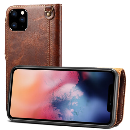 For iPhone 11 Pro Max Denior Oil Wax Cowhide Magnetic Button Horizontal Flip Leather Case with Card Slots & Wallet(Brown) - iPhone 11 Pro Max Cases by Denior | Online Shopping UK | buy2fix