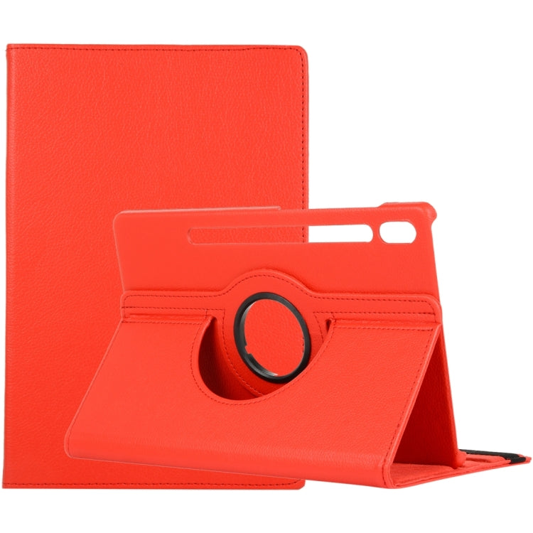 For Samsung Galaxy Tab S8 Ultra 360 Degrees Rotation Holder Litchi Leather Tablet Case(Red) by buy2fix