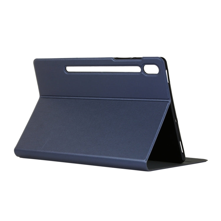 For Samsung Galaxy Tab S8 Ultra Elasticity Leather Tablet Case with Holder(Dark Blue) by buy2fix
