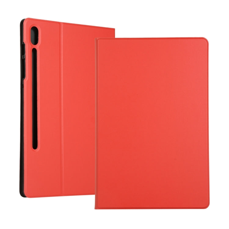 For Samsung Galaxy Tab S8 Ultra Elasticity Leather Tablet Case with Holder(Red) by buy2fix