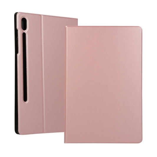 For Samsung Galaxy Tab S8 Ultra Elasticity Leather Tablet Case with Holder(Rose Gold) by buy2fix
