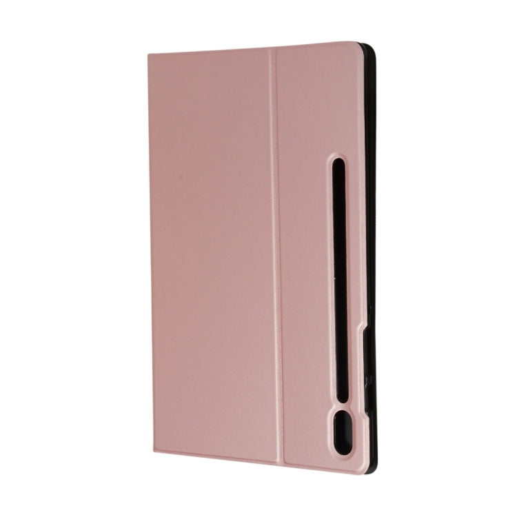 For Samsung Galaxy Tab S8 Ultra Elasticity Leather Tablet Case with Holder(Rose Gold) by buy2fix