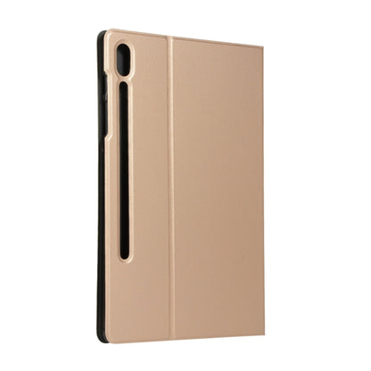 For Samsung Galaxy Tab S8 Ultra Elasticity Leather Tablet Case with Holder(Gold) by buy2fix