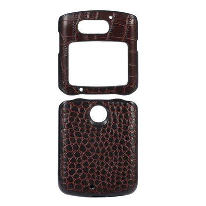 For Motorola Moto Razr 5G Crocodile Top Layer Cowhide Leather Phone Case(Coffee) by buy2fix