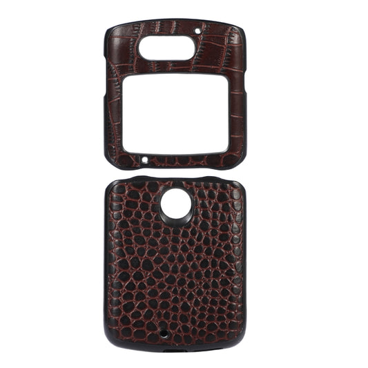 For Motorola Moto Razr 5G Crocodile Top Layer Cowhide Leather Phone Case(Coffee) by buy2fix