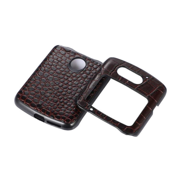 For Motorola Moto Razr 5G Crocodile Top Layer Cowhide Leather Phone Case(Coffee) by buy2fix