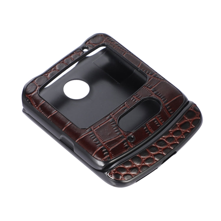 For Motorola Moto Razr 5G Crocodile Top Layer Cowhide Leather Phone Case(Coffee) by buy2fix