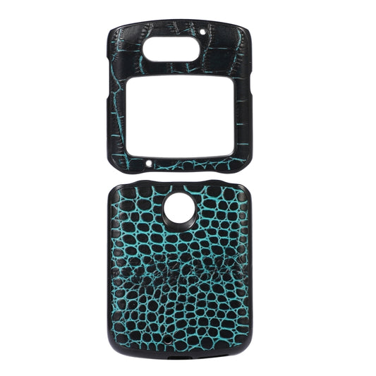 For Motorola Moto Razr 5G Crocodile Top Layer Cowhide Leather Phone Case(Cyan Blue) by buy2fix