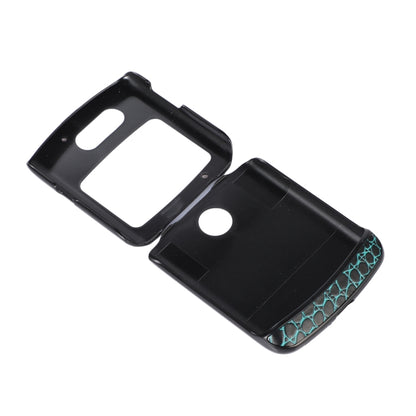 For Motorola Moto Razr 5G Crocodile Top Layer Cowhide Leather Phone Case(Cyan Blue) by buy2fix