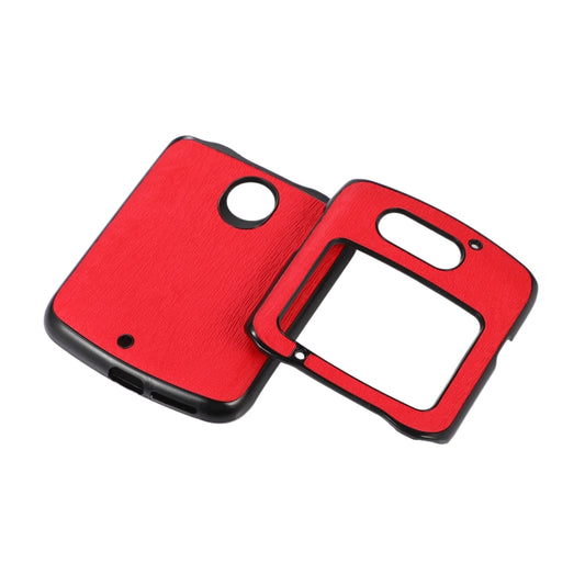 For Motorola Moto Razr 5G Wood Texture PU Phone Case(Red) by buy2fix
