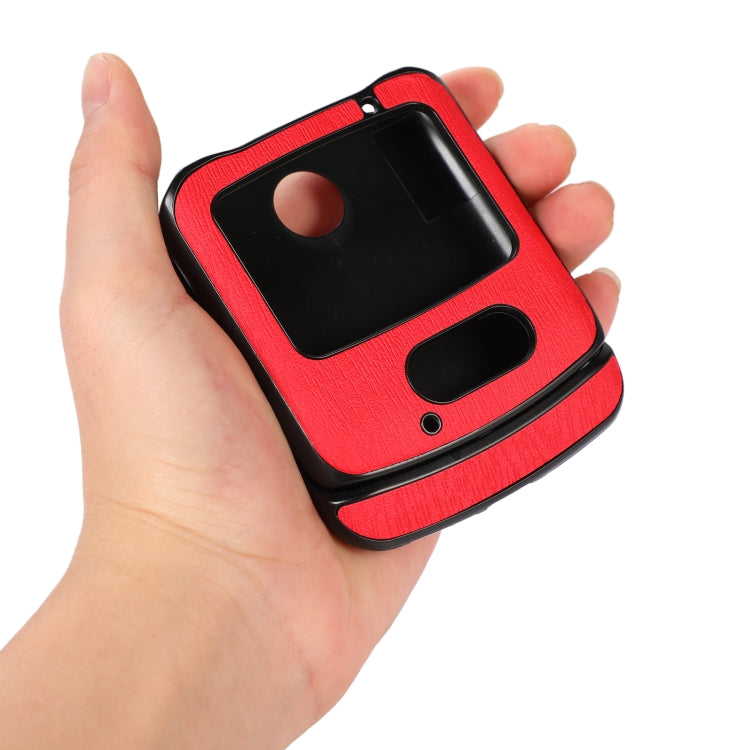 For Motorola Moto Razr 5G Wood Texture PU Phone Case(Red) by buy2fix