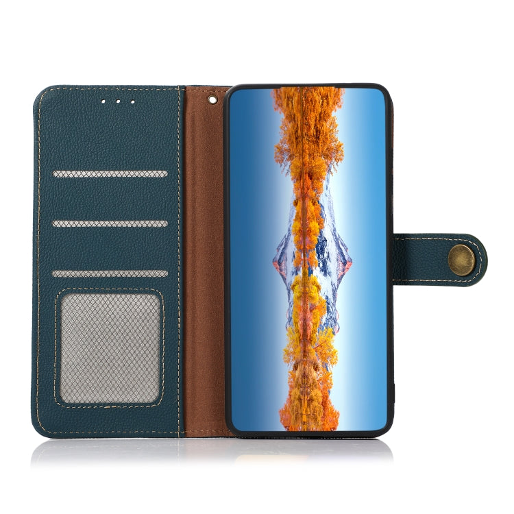 For Motorola Moto G22 KHAZNEH Custer Genuine Leather RFID Phone Case(Green) - Motorola Cases by buy2fix | Online Shopping UK | buy2fix