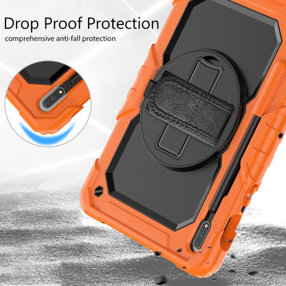 For Samsung Galaxy Tab S8 11 inch SM-X700 Silicone + PC Tablet Case with Shoulder Strap(Orange+Black) by buy2fix