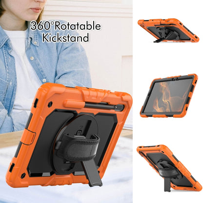 For Samsung Galaxy Tab S8 11 inch SM-X700 Silicone + PC Tablet Case with Shoulder Strap(Orange+Black) by buy2fix