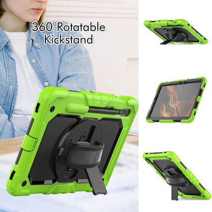 For Samsung Galaxy Tab S8 11 inch SM-X700 Silicone + PC Tablet Case with Shoulder Strap(Yellow Green+Black) by buy2fix
