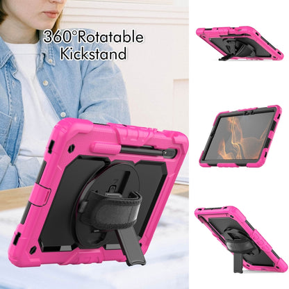 For Samsung Galaxy Tab S8 11 inch SM-X700 Silicone + PC Tablet Case with Shoulder Strap(Rose Red+Black) by buy2fix