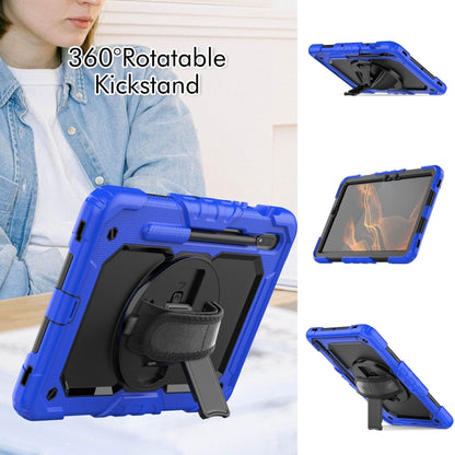 For Samsung Galaxy Tab S8 11 inch SM-X700 Silicone + PC Tablet Case with Shoulder Strap(Dark Blue+Black) by buy2fix