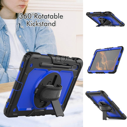 For Samsung Galaxy Tab S8 11 inch SM-X700 Silicone + PC Tablet Case with Shoulder Strap(Black+Dark Blue) by buy2fix