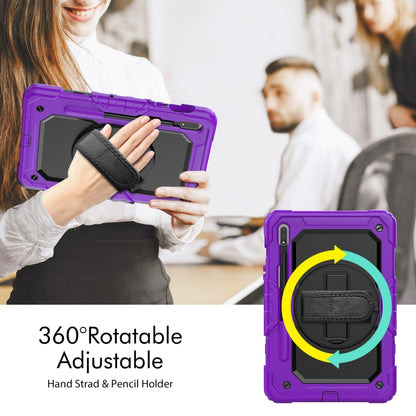 For Samsung Galaxy Tab S8 11 inch SM-X700 Silicone + PC Tablet Case with Shoulder Strap(Purple+Black) by buy2fix