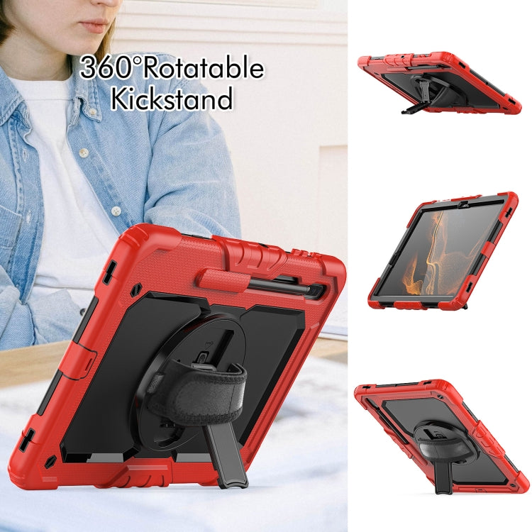 For Samsung Galaxy Tab S8+ 12.4 inch SM-X800 Silicone + PC Tablet Case with Shoulder Strap(Red+Black) by buy2fix
