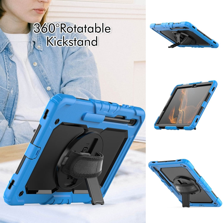 For Samsung Galaxy Tab S8+ 12.4 inch SM-X800 Silicone + PC Tablet Case with Shoulder Strap(Light Blue+Black) by buy2fix