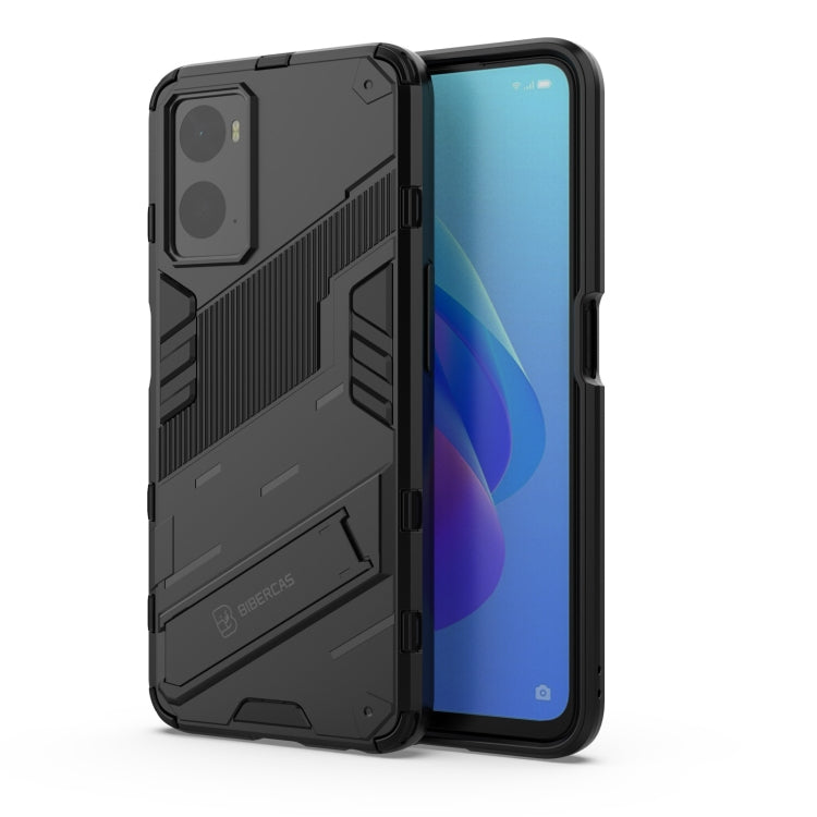 For OPPO A36 4G (China) / Realme 9i Punk Armor PC + TPU Phone Case with Holder(Black) - Realme Cases by buy2fix | Online Shopping UK | buy2fix