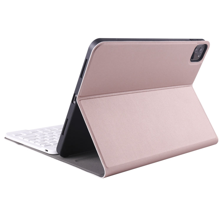 A11B Lambskin Texture Ultra-thin Bluetooth Keyboard Leather Case with Pen Holder For iPad Air 5 2022 / Air 4 2020 10.9 & Pro 11 inch 2021 / 2020 / 2018(Rose Gold) - Universal by buy2fix | Online Shopping UK | buy2fix