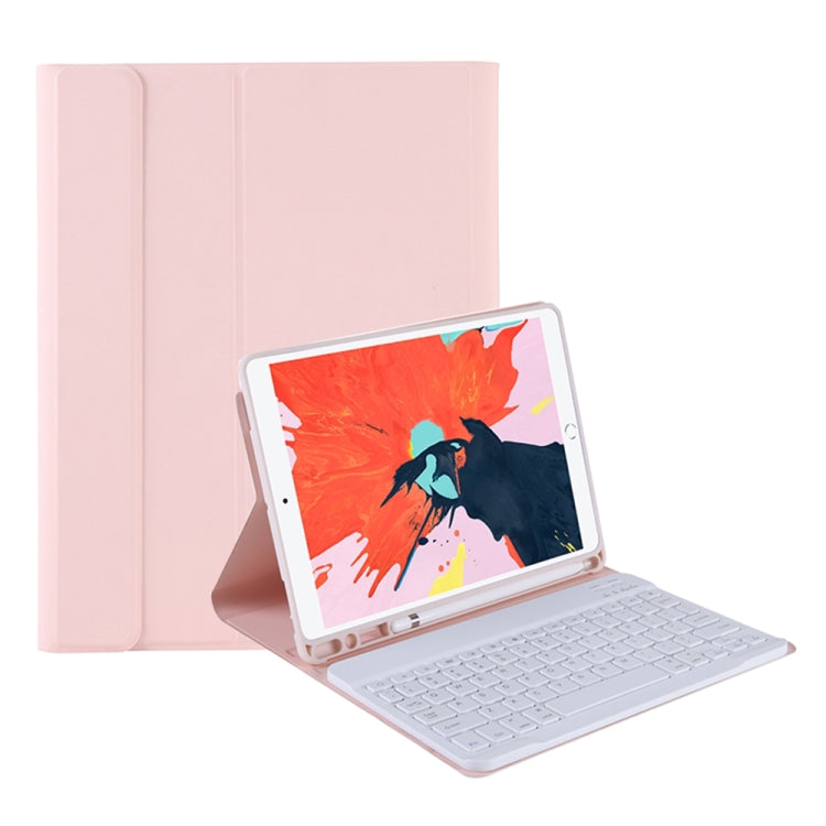 T098B Candy Color Skin Feel Texture Bluetooth Keyboard Leather Case with Pen Holder For iPad Air 11 2024 / 2025 / Air 4 10.9 2020 / Air 5 10.9 2022 (Pink) by buy2fix