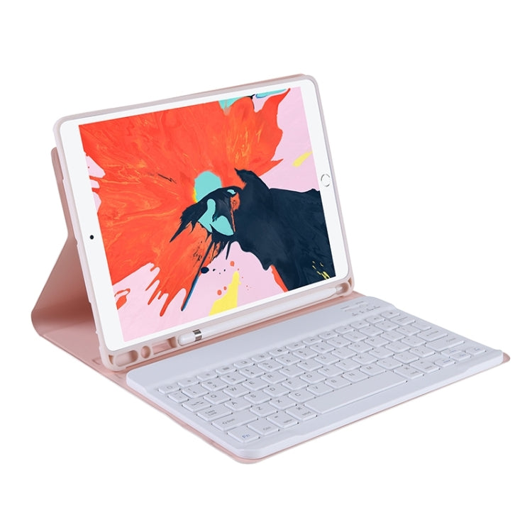 T098B Candy Color Skin Feel Texture Bluetooth Keyboard Leather Case with Pen Holder For iPad Air 11 2024 / 2025 / Air 4 10.9 2020 / Air 5 10.9 2022 (Pink) by buy2fix