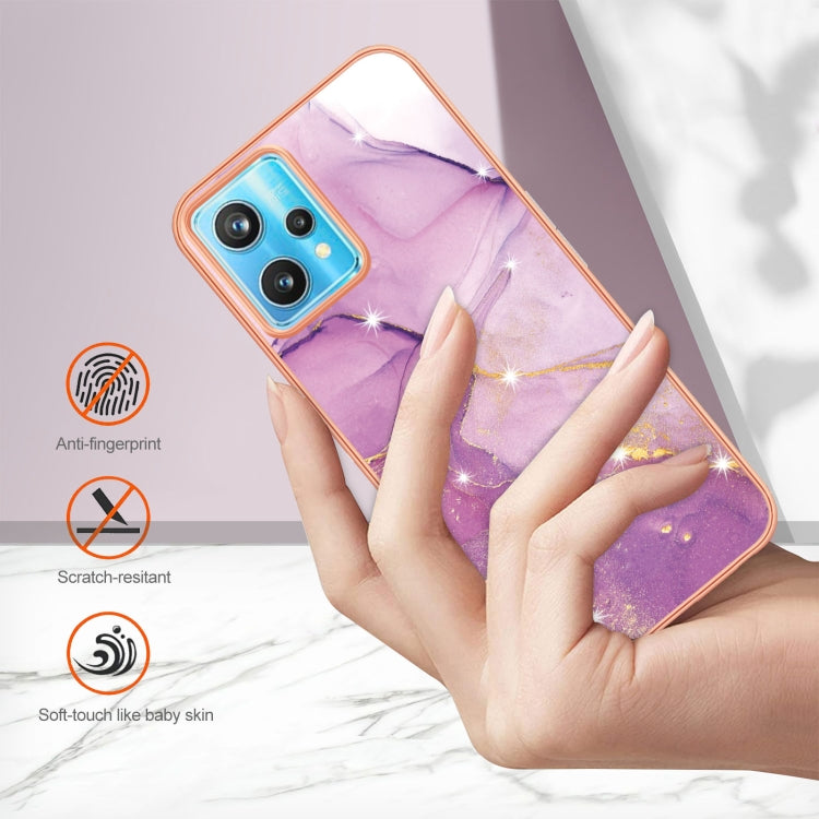 For Realme 9 Pro+ Electroplating Marble Pattern Dual-side IMD TPU Phone Case(Purple 001) - Realme Cases by buy2fix | Online Shopping UK | buy2fix