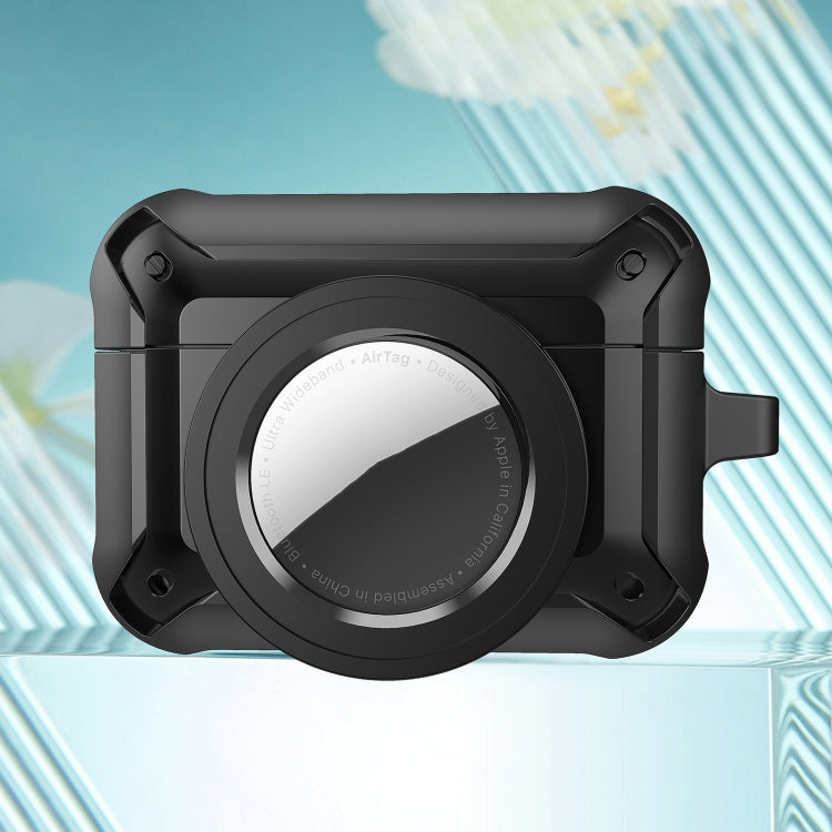 For AirPods Pro Wireless Earphone Protective Case with AirTag Case(Black) - For AirPods Pro by buy2fix | Online Shopping UK | buy2fix