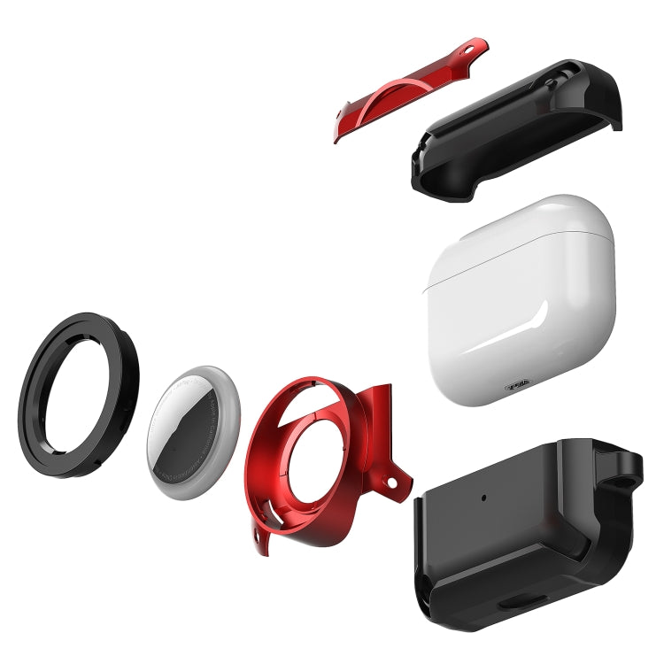 For AirPods Pro Wireless Earphone Protective Case with AirTag Case(Black) - For AirPods Pro by buy2fix | Online Shopping UK | buy2fix