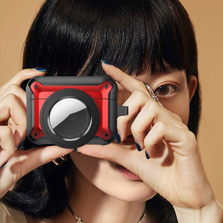 For AirPods Pro Wireless Earphone Protective Case with AirTag Case(Black) - For AirPods Pro by buy2fix | Online Shopping UK | buy2fix