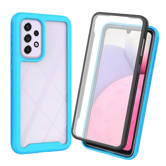 For Samsung Galaxy A73 5G Starry Sky Solid Color Series PC + TPU Phone Case with PET Film(Sky Blue)