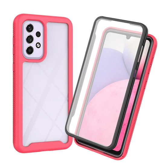 For Samsung Galaxy A73 5G Starry Sky Solid Color Series PC + TPU Phone Case with PET Film(Frosted Pink)