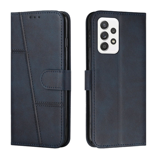 For Samsung Galaxy A33 5G Stitching Calf Texture Buckle Leather Phone Case(Blue)