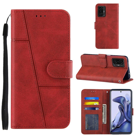 For Xiaomi 11T / 11T Pro Stitching Calf Texture Buckle Leather Phone Case(Red)