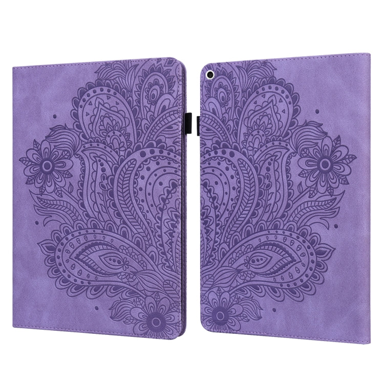 Peacock Embossed Pattern TPU + PU Leather Smart Tablet Case with Sleep / Wake-up For iPad 5 / 6 / 7 / 8 2017(Purple) - More iPad Cases by buy2fix | Online Shopping UK | buy2fix