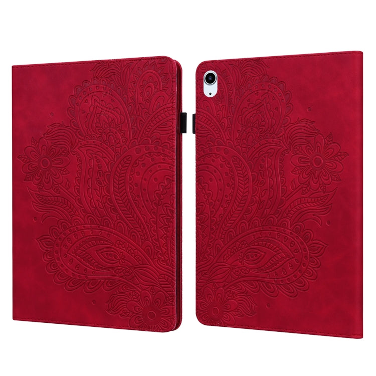 Peacock Embossed Pattern TPU + PU Leather Smart Tablet Case with Sleep / Wake-up For iPad Air 2022 / Air 2020 10.9(Red) - iPad Air (2022) / (2020) 10.9 Cases by buy2fix | Online Shopping UK | buy2fix