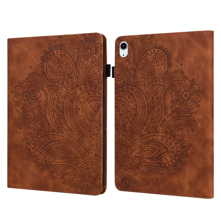 Peacock Embossed Pattern TPU + PU Leather Smart Tablet Case with Sleep / Wake-up For iPad Air 2022 / Air 2020 10.9(Brown) - iPad Air (2022) / (2020) 10.9 Cases by buy2fix | Online Shopping UK | buy2fix