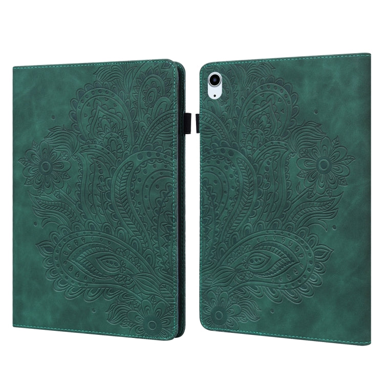 Peacock Embossed Pattern TPU + PU Leather Smart Tablet Case with Sleep / Wake-up For iPad Air 2022 / Air 2020 10.9(Green) - iPad Air (2022) / (2020) 10.9 Cases by buy2fix | Online Shopping UK | buy2fix