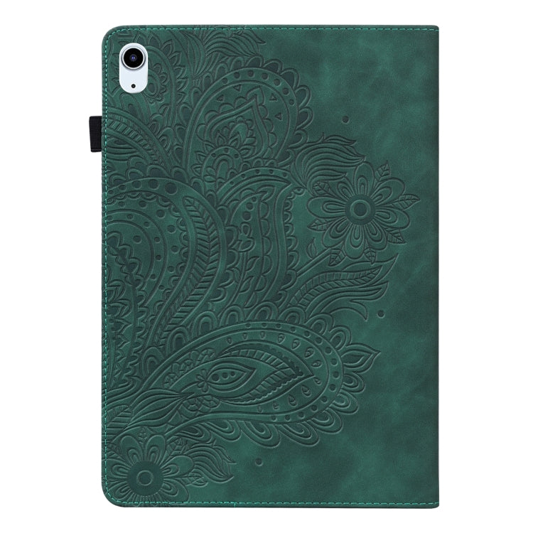 Peacock Embossed Pattern TPU + PU Leather Smart Tablet Case with Sleep / Wake-up For iPad Air 2022 / Air 2020 10.9(Green) - iPad Air (2022) / (2020) 10.9 Cases by buy2fix | Online Shopping UK | buy2fix